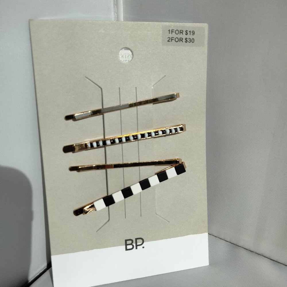 BP NORDSTROMS 4 Pack Geo Tile Hair Clips NOS Black White Gold